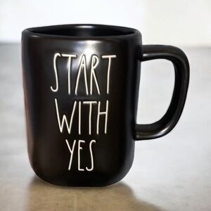 Rae Dunn START WITH YES black farmhouse mug